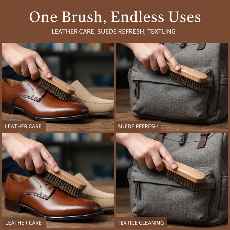 1PC Wood Shoe Brush Horse Hair - огляд і ціна Leather Shoe Polish