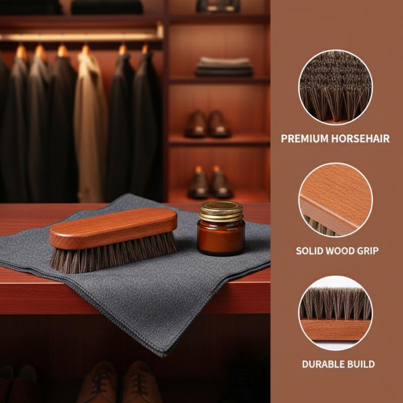 1PC Wood Shoe Brush Horse Hair - огляд і ціна Leather Shoe Polish